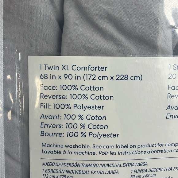 SIMPLY ESSENTIAL Garment Washed Comforter Set Twin XL Microchip Grey - Picture 7 of 12